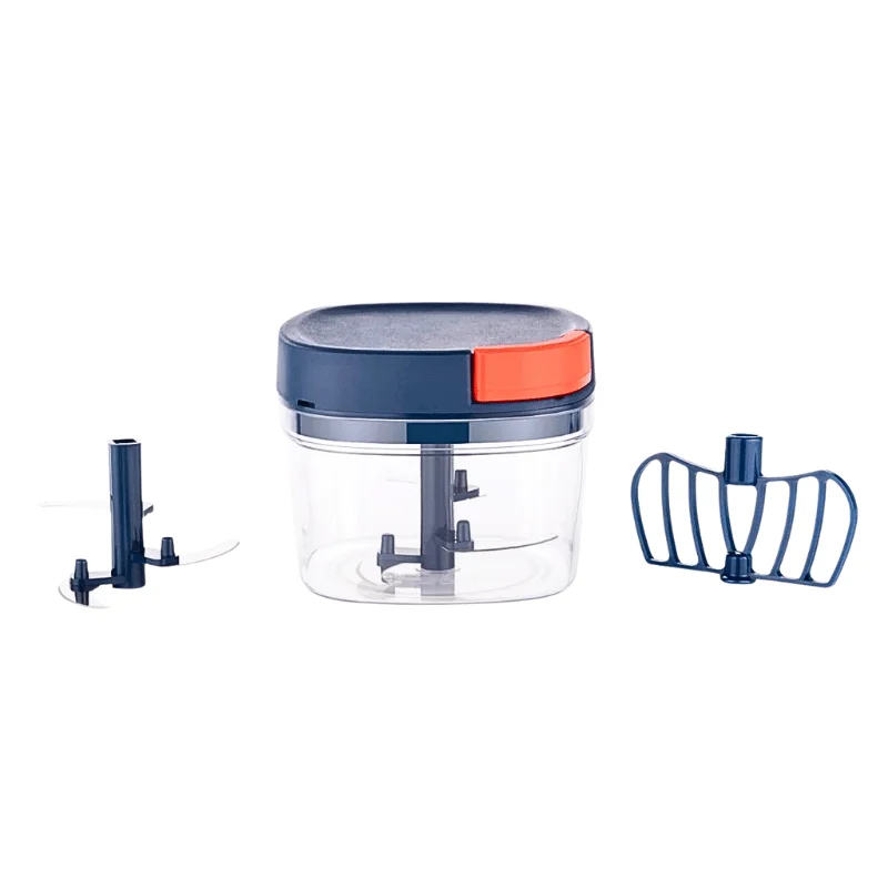 2-in-1 Manual Food Chopper – 650ML | Vegetable Cutter with 6 Sharp Blades