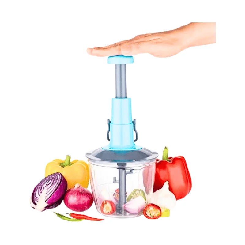 Push Chopper 1100ML – Square Design, 6 Stainless Steel Blades, Hand-Press Vegetable Cutter
