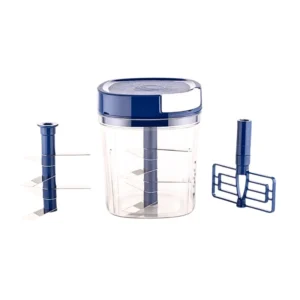 CHOPPER (2 in 1) – 1100ML Manual Food Chopper with 6 Blades Vegetable & Fruit Cutter