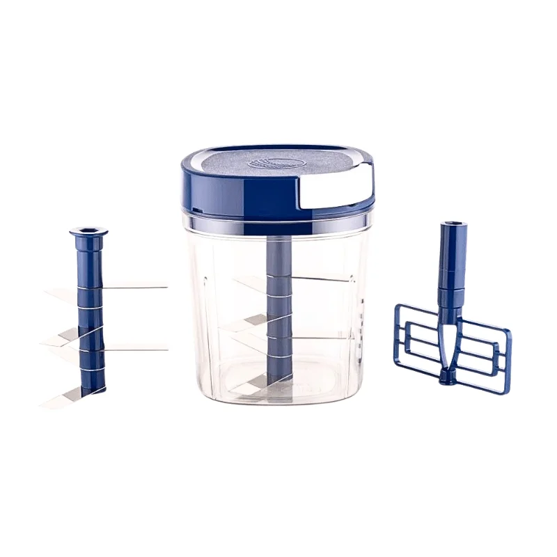 CHOPPER (2 in 1) – 1100ML Manual Food Chopper with 6 Blades Vegetable & Fruit Cutter